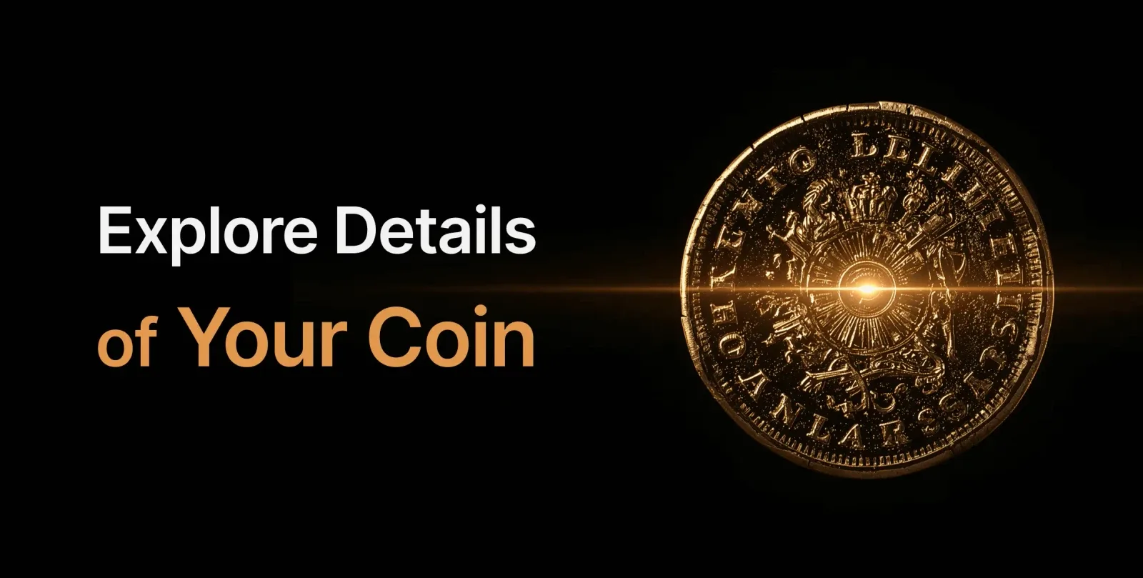 Coin Identifier promotional banner showcasing the collectibles AI app concept with value proposition for users built by Neon Apps