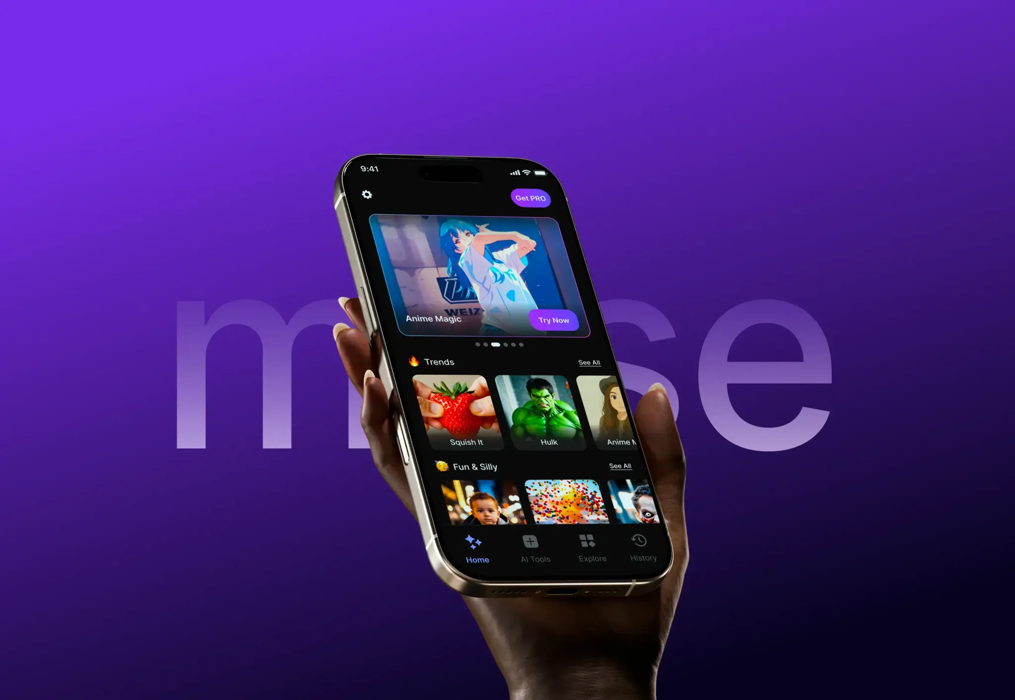 Muse AI photo and video generation app with templates and smart prompts – mobile app by Neon Apps