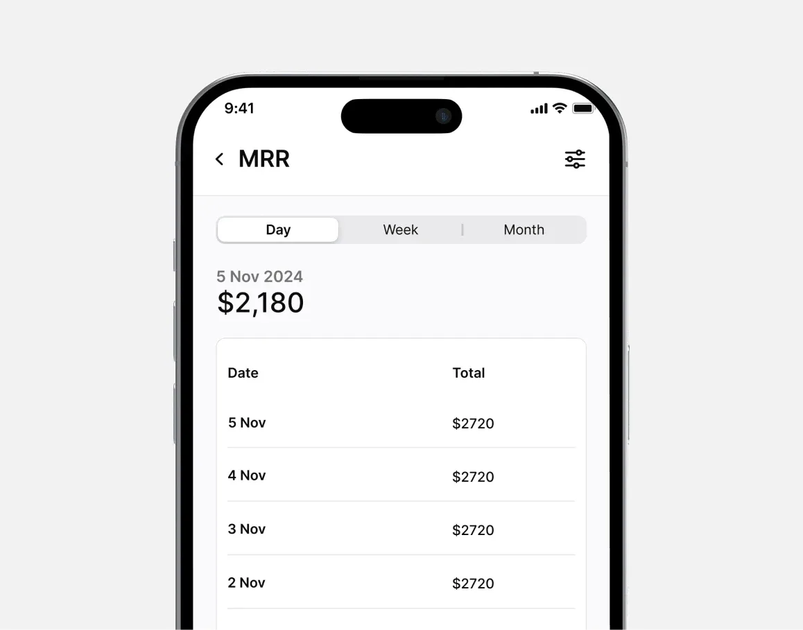 Adapty Mobile main app screen on iPhone showing the mobile app monetization and subscription primary interface and user flow